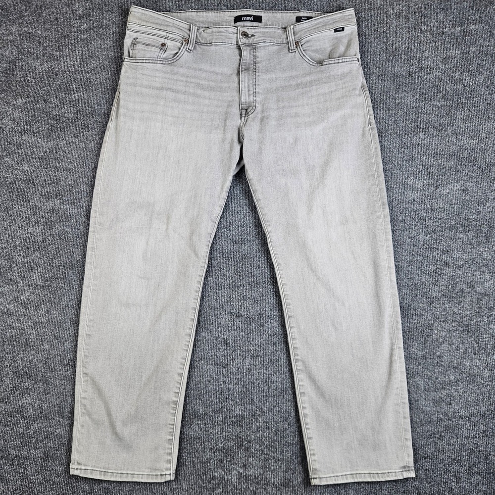 Mavi‎ Zach Straight Leg Jeans Men's 40x30 Grey Med Wash Denim Stretch Casual